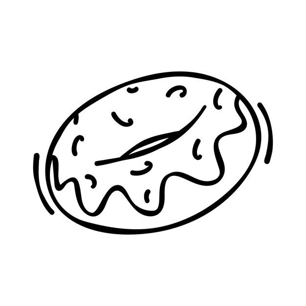 Ilustracja pączka z ręcznie narysowanym szkicem pączki ilustracja fast food w stylu pączki