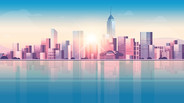 ilustracja panoramę budynków miejskich