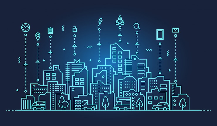 Wektor ilustracja panoramę smart city