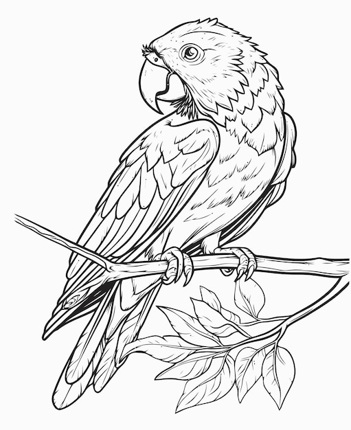 Plik wektorowy ilustracja papugi książka do malowania papugi