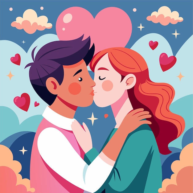 Ilustracja Para Love Kissing Day