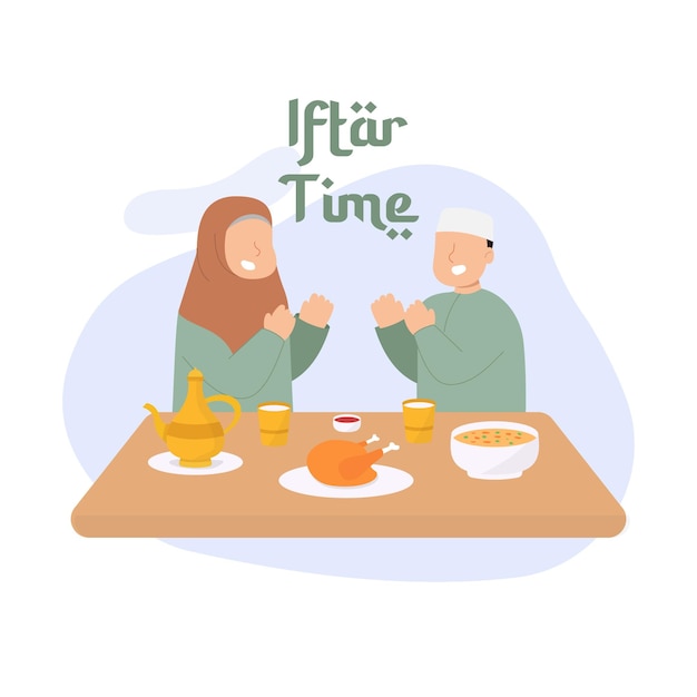 Plik wektorowy ilustracja para robi wektor czasu iftar