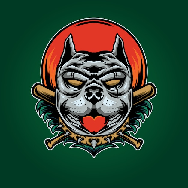 Plik wektorowy ilustracja pitbull baseball