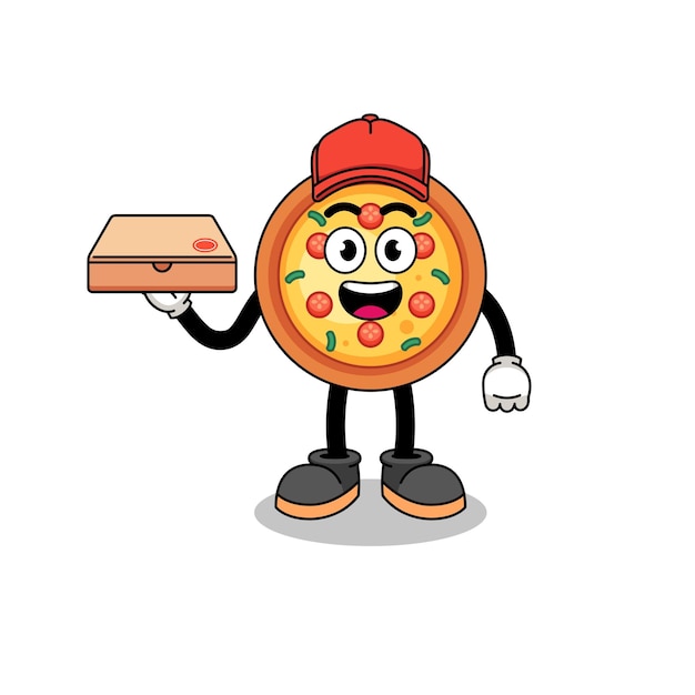 Plik wektorowy ilustracja pizzy jako dostawca pizzy