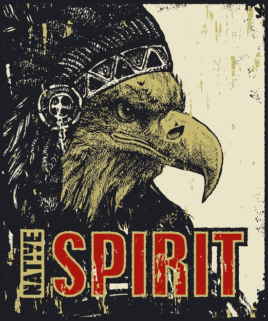 Plik wektorowy ilustracja plakat native spirit eagle