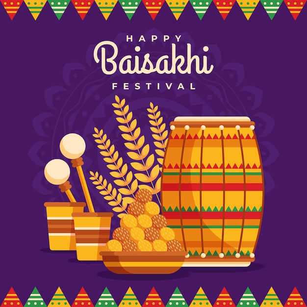 Ilustracja płaska baisakhi