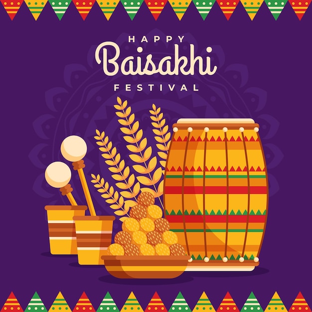 Ilustracja Płaska Baisakhi