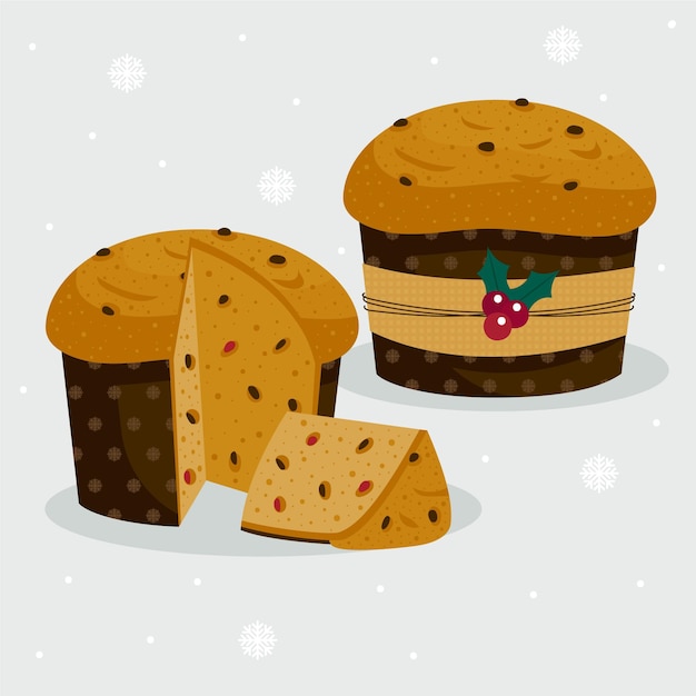 Ilustracja Płaska Konstrukcja Panettone