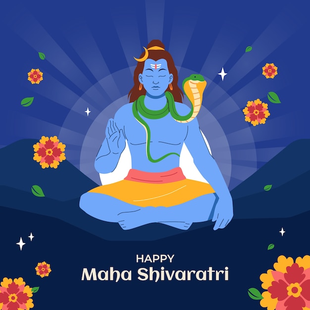 Plik wektorowy ilustracja płaska maha shivratri