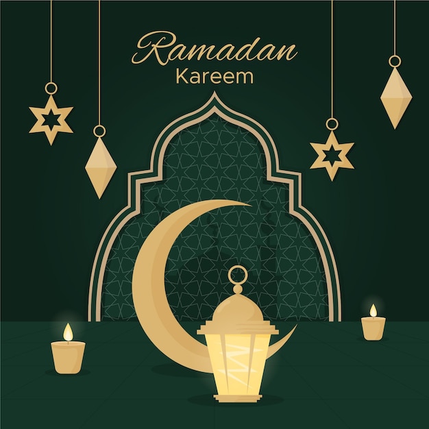 Plik wektorowy ilustracja płaska ramadan kareem