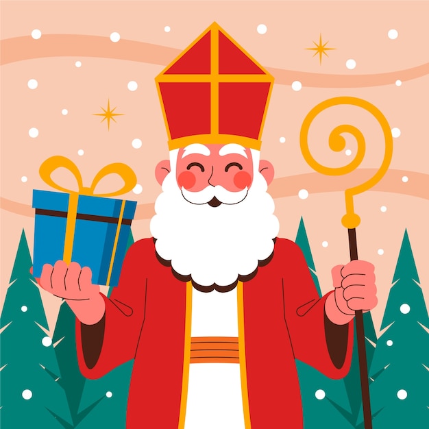 Plik wektorowy ilustracja płaska sinterklaas