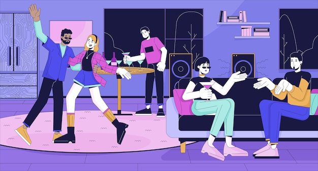 Ilustracja płaska z kreskówki na przyjęcie domowe