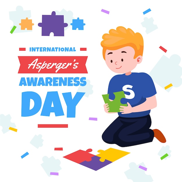 Ilustracja Płaski Międzynarodowy Dzień Aspergera