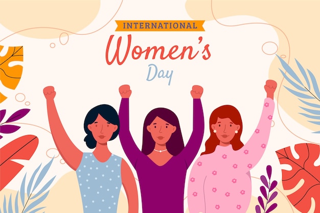 Ilustracja Płaski Międzynarodowy Dzień Kobiet