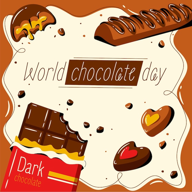 Plik wektorowy ilustracja płaski światowy dzień czekolady