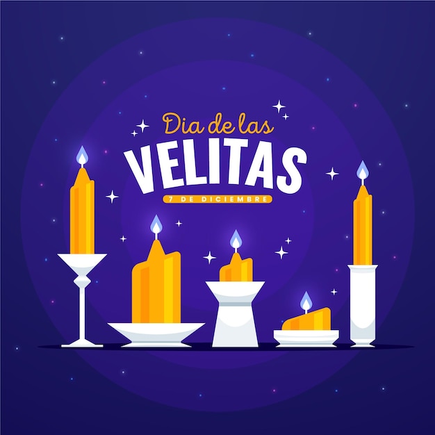 Plik wektorowy ilustracja płaskich świec dia de las velitas