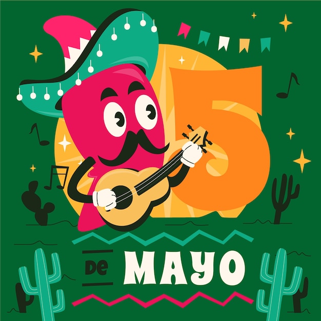 Plik wektorowy ilustracja płaskie cinco de mayo