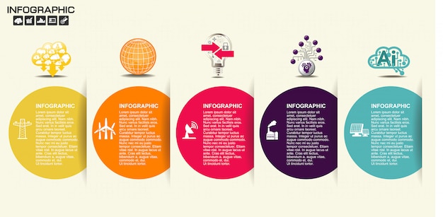 Ilustracja Płaskiego Harmonogramu Infografiki Pięciu Opcji.