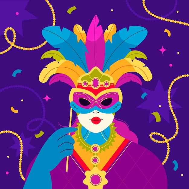 Ilustracja Płaskiego Mardi Gras