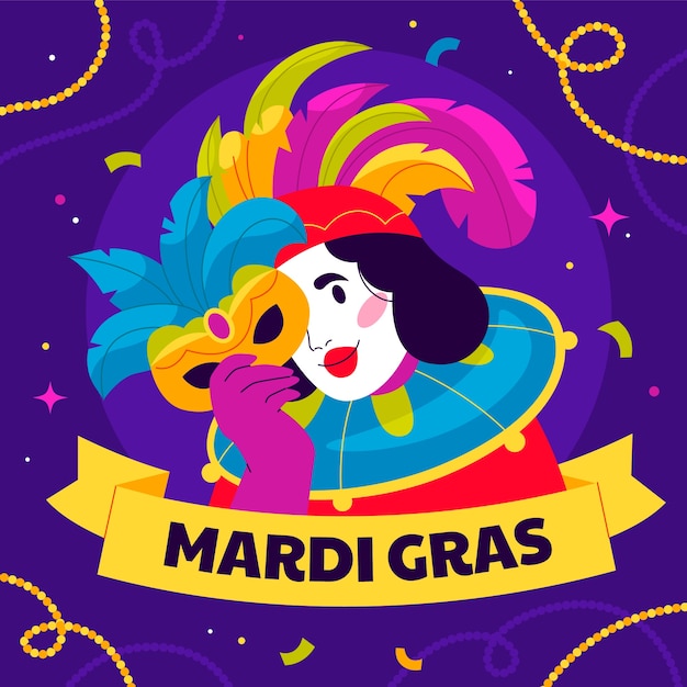 Ilustracja Płaskiego Mardi Gras