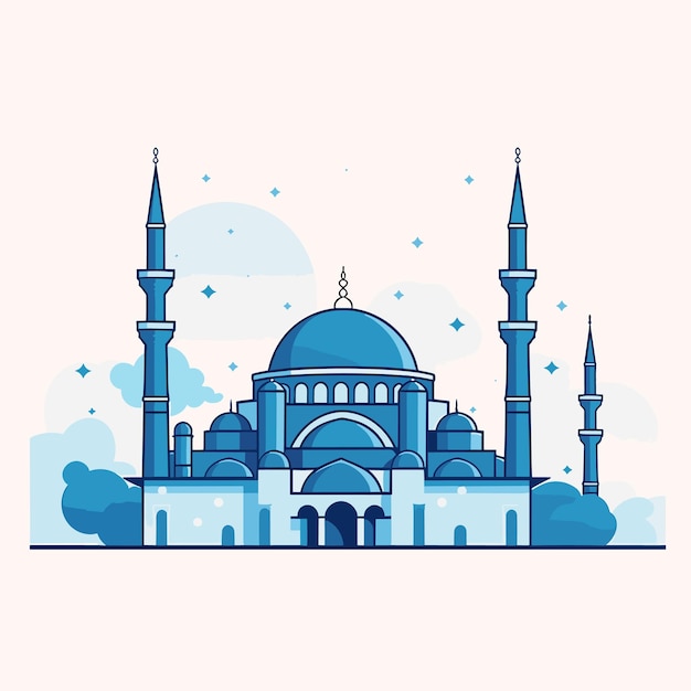 Ilustracja Płaskiego Meczetu Na Ramadan