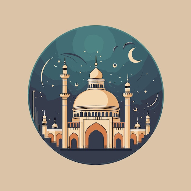 Ilustracja Płaskiego Meczetu Na Ramadan