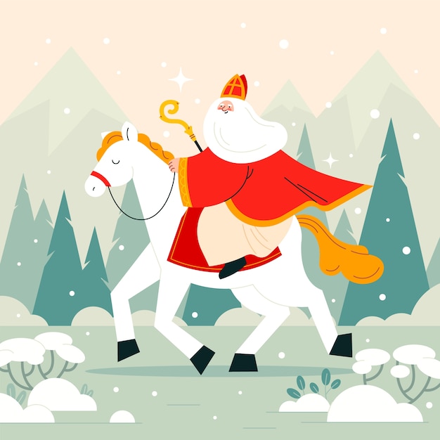 Plik wektorowy ilustracja płaskiego sinterklaasa