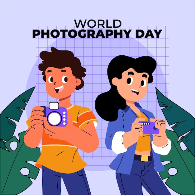 Ilustracja Płaskiego światowego Dnia Fotografii
