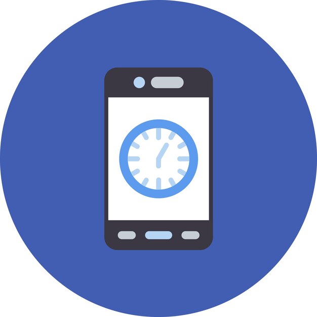 Ilustracja płaskiego zegara mobilnego