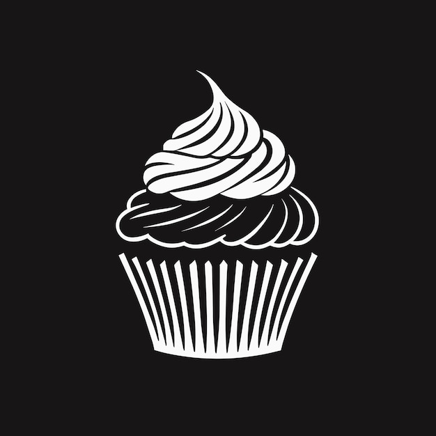 Plik wektorowy ilustracja płaskiej sylwetki ikony logo cupcake