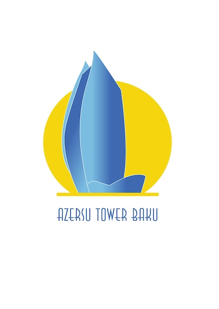 Plik wektorowy ilustracja płaskiej wieży azersu miasta baku