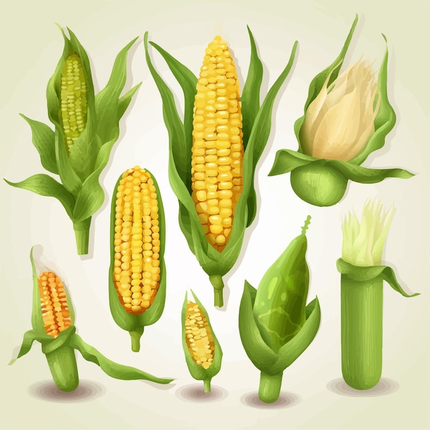 Ilustracja pola kukurydzy z gospodarstwem w oddali