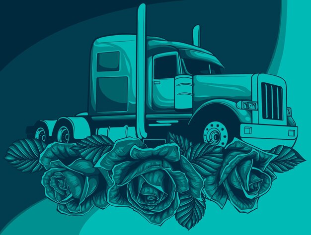 Ilustracja Półciężarówki Z Różami