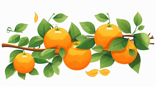 Plik wektorowy ilustracja pomarańczy i liści z liśćmi na białym tle