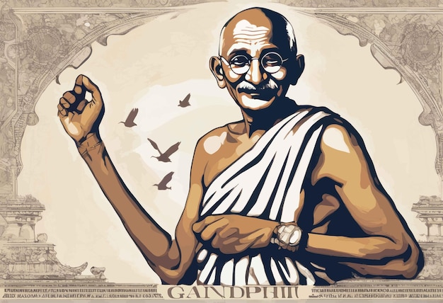 Ilustracja Posągu Przedstawiającego Mahatmę Gandhiego Z Indiiindyjski Posąg W Indyjskiej świątyni Narodowej