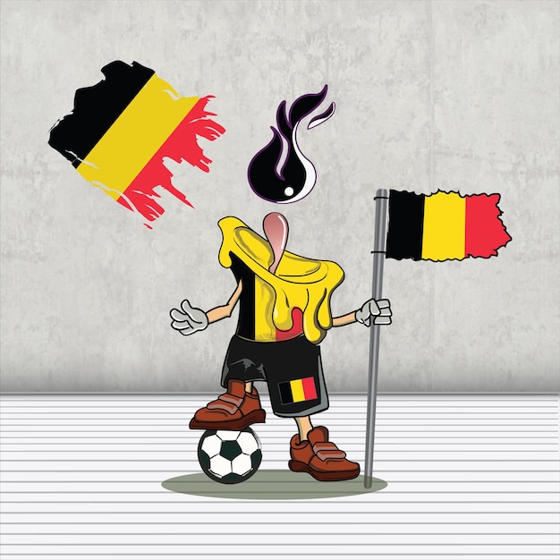 Ilustracja Postaci Mistrzostw świata W Katarze, Kraj Belgii Z Flagą Kraju