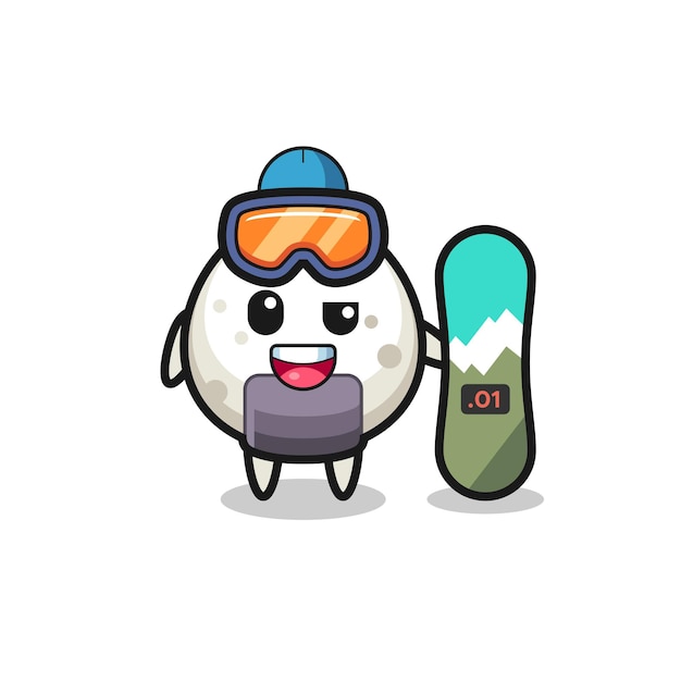 Ilustracja Postaci Onigiri W Stylu Snowboardowym, ładny Styl Na Koszulkę, Naklejkę, Element Logo