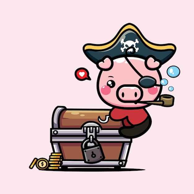 ilustracja postaci wektora słodkiej świni pirata