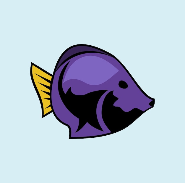 Plik wektorowy ilustracja postaci z kreskówki purple tang fish