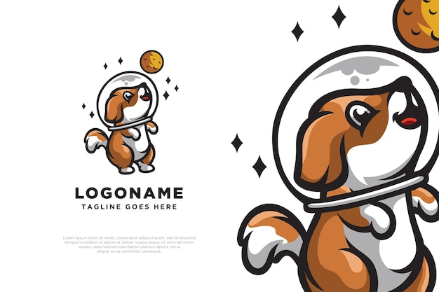 Ilustracja Projekt Logo Pies Astronauta