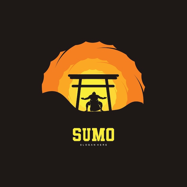 Plik wektorowy ilustracja projektowania logo walki sumo, sylwetka walki sumo