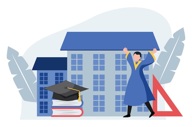 Ilustracja projektowania mieszkania w dniu ukończenia studiów