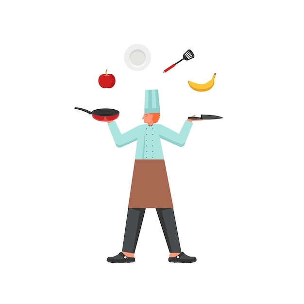 Ilustracja projektowania stylu płaskiego wektorowego kucharza restauracji