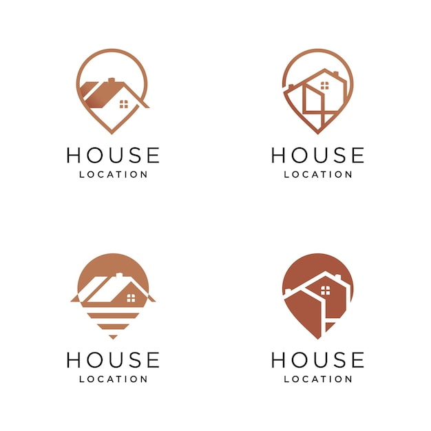 Plik wektorowy ilustracja projektowania wektorowego lokalizacji logo domu z nowoczesną koncepcją szpilki