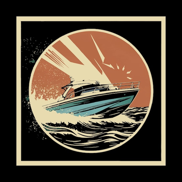 Plik wektorowy ilustracja projektu koszulki łodzi