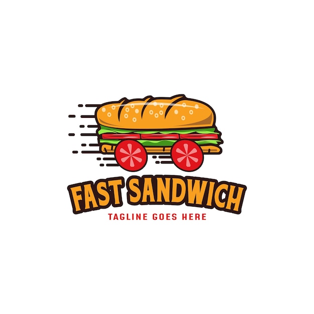 Ilustracja Projektu Logo Fast Sandwich Dla Sklepu Fast Food Premium Vector