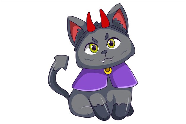Plik wektorowy ilustracja projektu postaci ślicznego kota halloween
