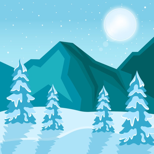 Ilustracja Projektu Tła Zimowej Scenerii