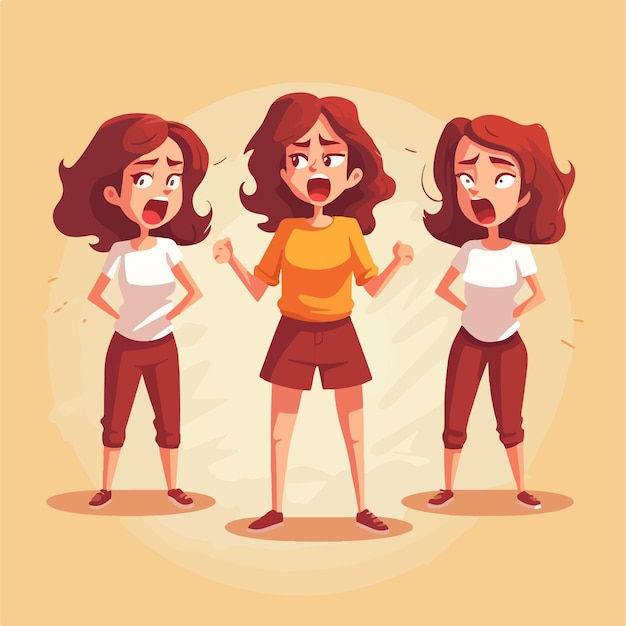 Ilustracja Przedstawiająca Intensywny Gniew Kobiety