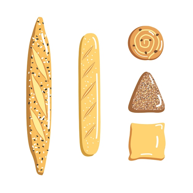 Ilustracja Przedstawiająca Kolekcję Wariantów Chleba